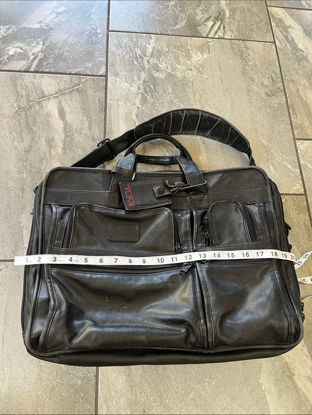 🖤 Tumi Alpha Leather Briefcase Laptop Bag Messenger Black Travel